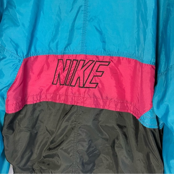 Retro Nike Tracksuit Windbreaker Black/Blue/Pink Vtg Gray Tag Size Large 80’s - Picture 6 of 8